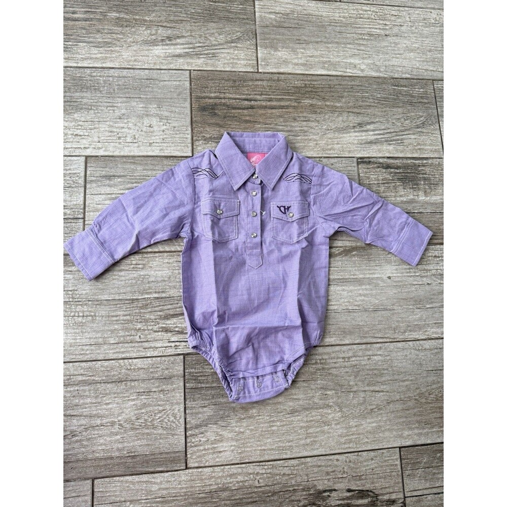 Rare Infant size Cowgirl Hardware Purple Horse PRINT WESTERN ROMPER 12 Months